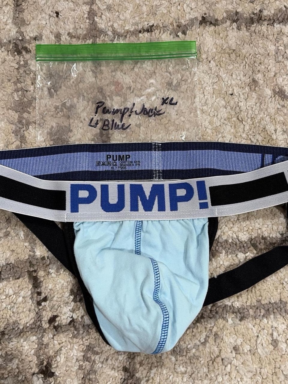 PUMP! Men’s Light Blue Jockstrap with Black Straps